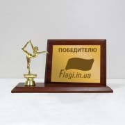 Металевий диплом на дерев&rsquo;яній основі із статуеткою "Гімнастика"